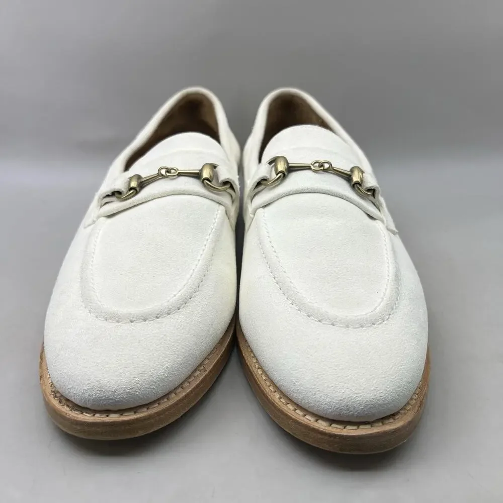 Allen Edmonds Randolph Bit Loafers Men Size 9.5 D White Suede Slip On Dress Shoe